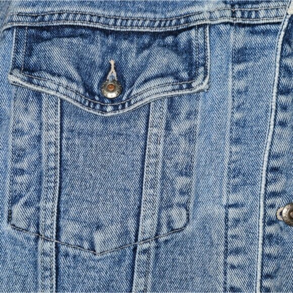 Banana Republic,  Jean Jacket w/ Leather Lined Collar, Unisex, Sz M - Picture 5 of 12